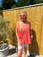 Orange Ditsy Floral Vest Top Lyra