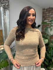 Camel Floral Lace Top Kelly