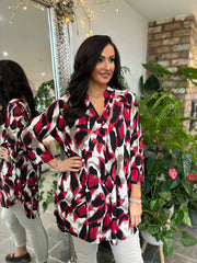 Wine Large Brushed Leopard Tunic Gloria