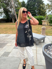 Black Striped Panel Sleeveless Top Gaynor