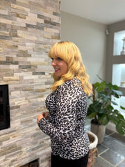 Grey Soft Leopard Ruched Side Top Drew