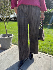 Chocolate Check Wide Leg Trousers