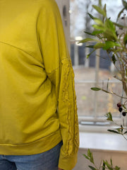 Olive Ruffle Sleeve Sweatshirt Ava