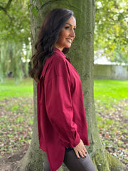 Wine Diamante Flower Shirt Kristie