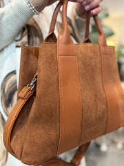 Tan Multi Fabric Handbag