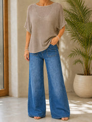 Mocha Cotton Reverse Seam Knit Jo