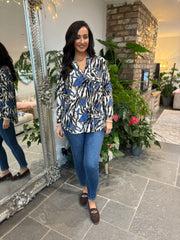 Blue Brushed Animal Blouse Gloria