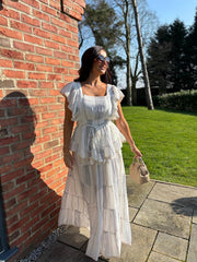 White Boho Tiered Skirt Co-Ord Frankie