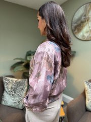 Lilac Shimmer Floral Bomber Jacket Adele