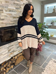 Navy Block Stripe Jumper Bethany