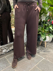 Chocolate Sequin Velour Trim Joggers Trixie