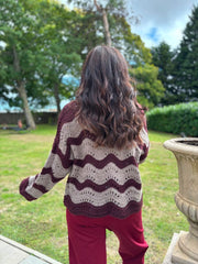 Wine Wave Tie Cardi Shona