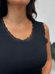 Black Ribbed Lace Vest Trina