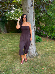 Chocolate Cargo Pocket Jumpsuit Verity