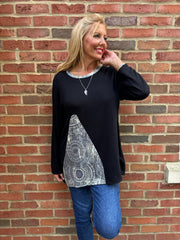 Black Mandala Knit Top Danielle