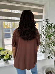 Chocolate Diamante Cold Shoulder Top Suzie
