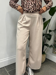 Stone Relaxed Fit Pleat Trousers