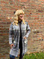 Grey Check Edge To Edge Cardigan Gemma