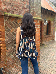 Navy Block Print Vest Isabella