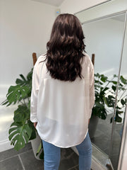 White Printed Leaf Blouse Tyra