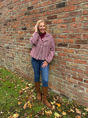 Wine Double Breasted Coat Leanne