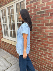 Light Denim Asymmetric Frill Top Coralie