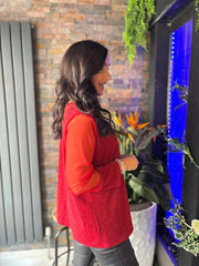 Red Sparkle Mesh Sleeve Top Lucy