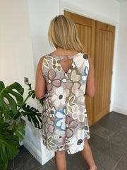 Mocha Artistic Floral Dress Josephine