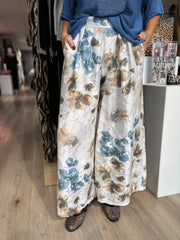 Winter White Shimmer Floral Trousers Adele
