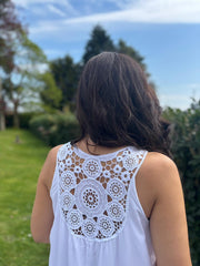 White Crochet Detail Vest Moira