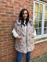 Mocha Premium Quilted High Neck Gilet Teya