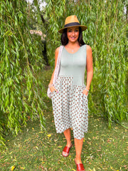 Khaki Polka Dot Panel Dress Coraline
