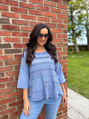 Denim Lace Stripe Top India