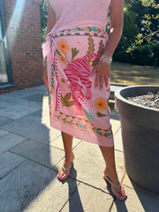 Pink Longline Tiger Bloom Wrap Skirt