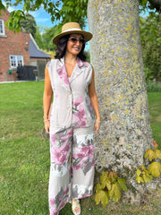 Stone Flower Print Top Claudette
