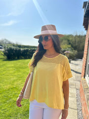 Lemon Mesh Panel Knit Top Caroline