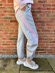 Grey Stripe Barrel Leg Joggers