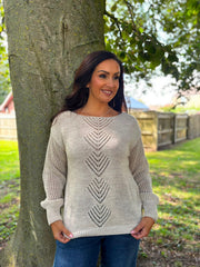 Stone Pointelle Panel Knit Angela