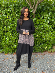 Black Speckled Panel Dress Clara