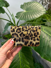 Gold Leopard Shimmer Button Purse