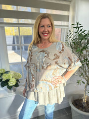 Mocha Watercolour Paisley Top Nicole