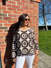 Chocolate Crochet Loose Weave Knit Amber