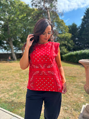 Red Sleeveless Paisley Top Caitlyn