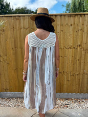 Mocha Brushed Stripe Panel Dress Jodie