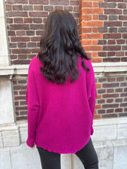 Lipstick Ribbed Dip Hem Jumper Vicky