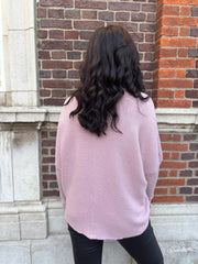 Pink Ribbed Dip Hem Jumper Vicky