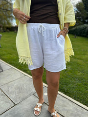 White Bubble Cotton Shorts