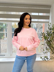 Pink Ruffle Sleeve Sweatshirt Ava