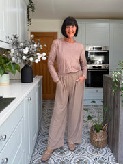 Mocha Polka Dot Super Soft Round Neck