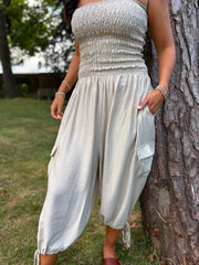 Stone Cargo Pocket Jumpsuit Verity